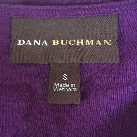 Dana Buchman Purple Beaded Neckline Short Sleeve T-Shirt Top Size S - Picture 3 of 4